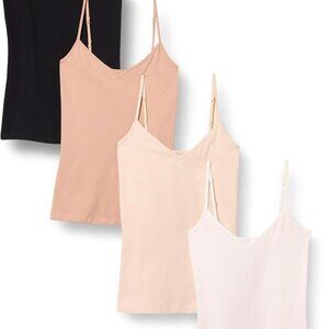Women's Slim-Fit Knit V-Neck Layering Cami Available in Plus Size, Pack of 4